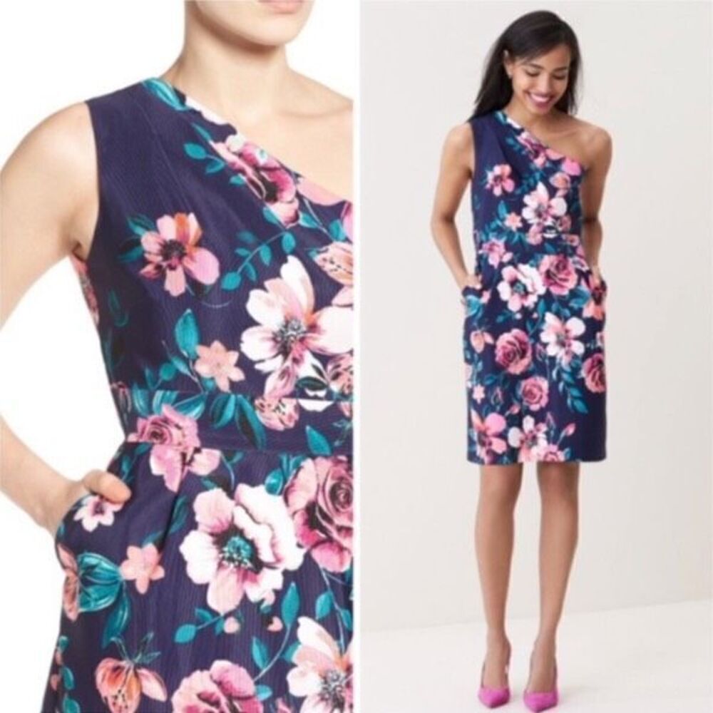 Eliza J Women's Floral One-Shoulder Lined Sheath Mini Dress Multi-Color Size 6